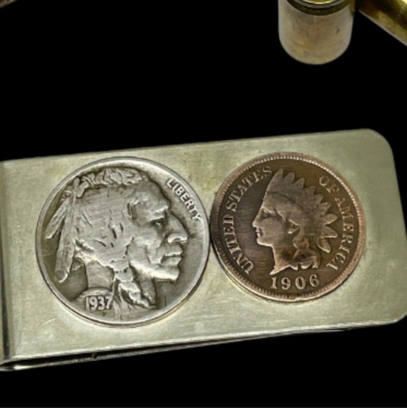 Handmade VINTAGE Buffalo Nickel & Indian Penny Men's Money Clips - Picture 4 of 5
